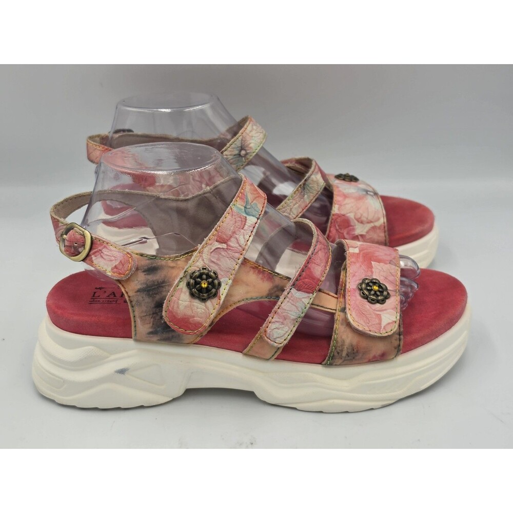 Spring Step L'Artiste Seansand Pink Platform Slide Leather Sandal Size 10.5 42
